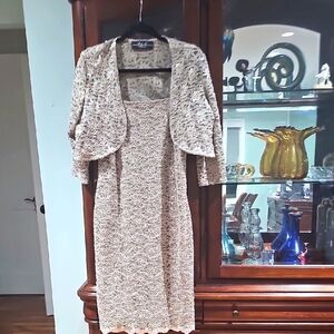 R & M Collection Beige Textured Dress and Jacket 2pc Set size 12